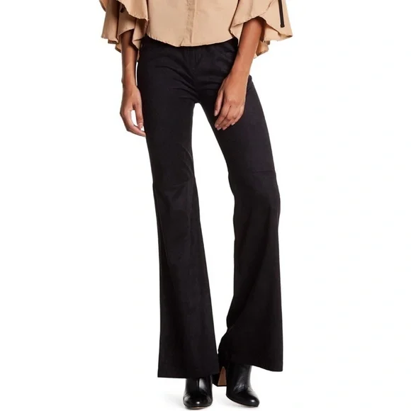 Dance & Marvel | Black Faux Suede Flare Pants - Picture 2 of 4